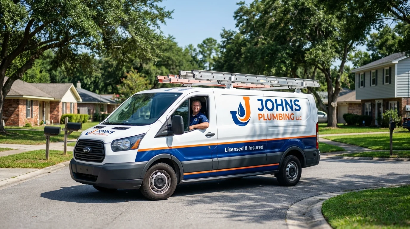 Johns Plumbing LLC service van in Trenton, IL